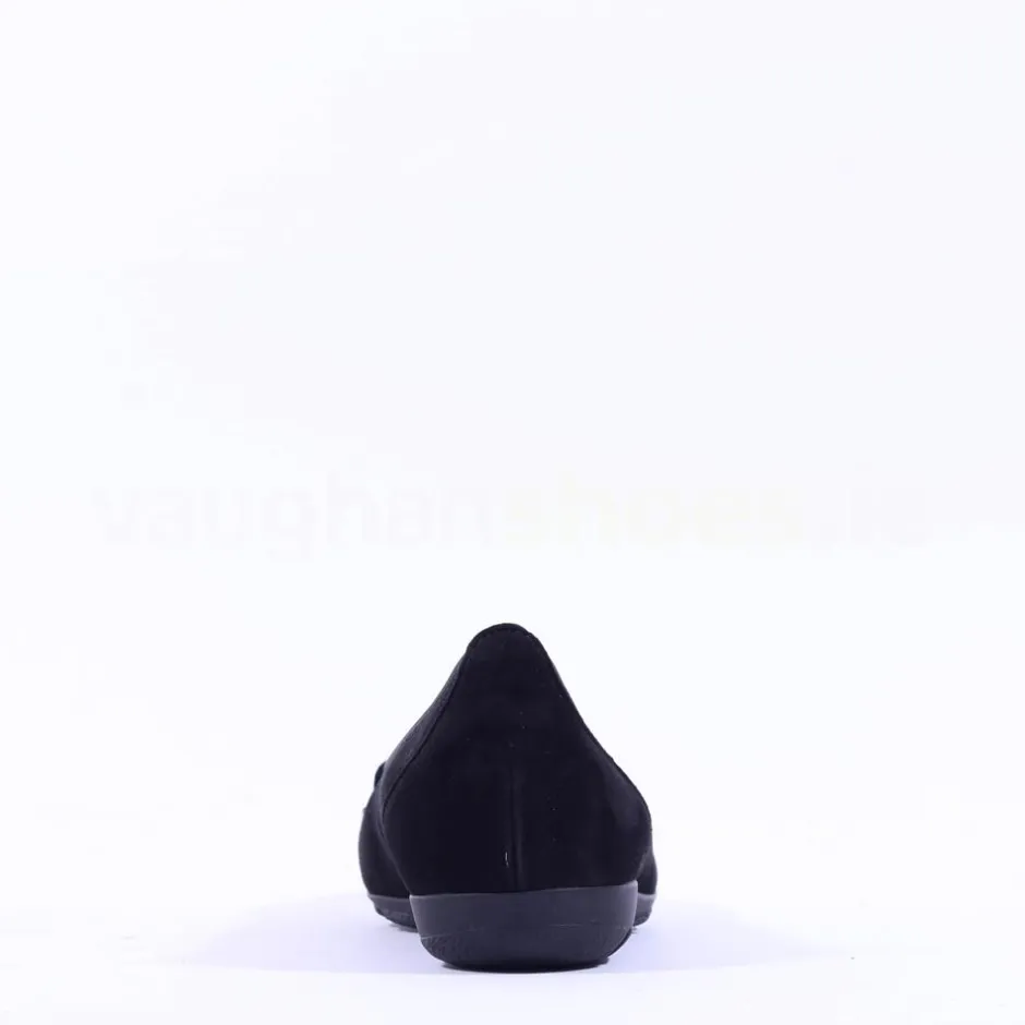 Women Gabor Raven Square Buckle Low Pomp - Black Suede