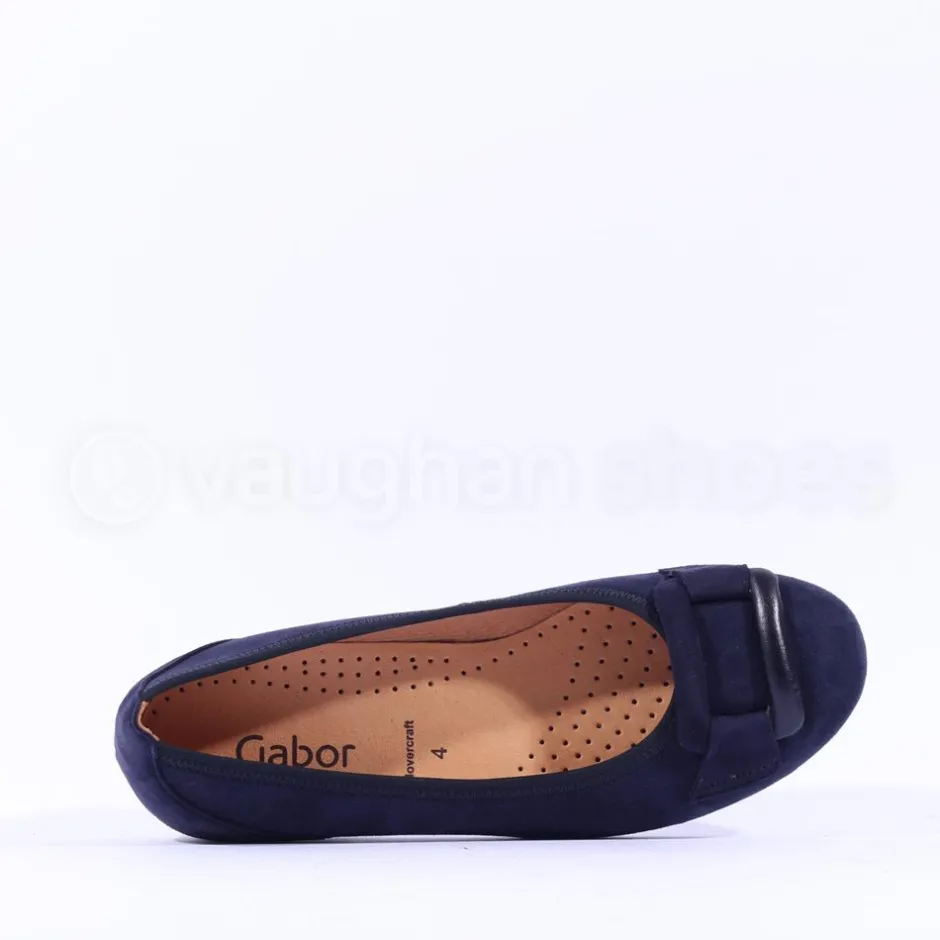 Women Gabor Raven Square Buckle Low Pomp - Navy Suede