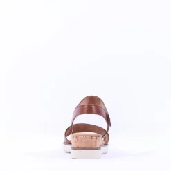 Women Gabor Raynor Low Wedge Velcro Sandal - Tan Leather