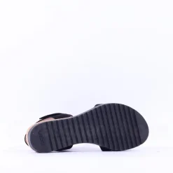 Women Gabor Raynor Low Wedge Velcro Sandal - Black Suede