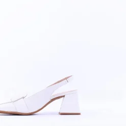 Women Wonders Rebeca Slingback Block Heel - White Patent