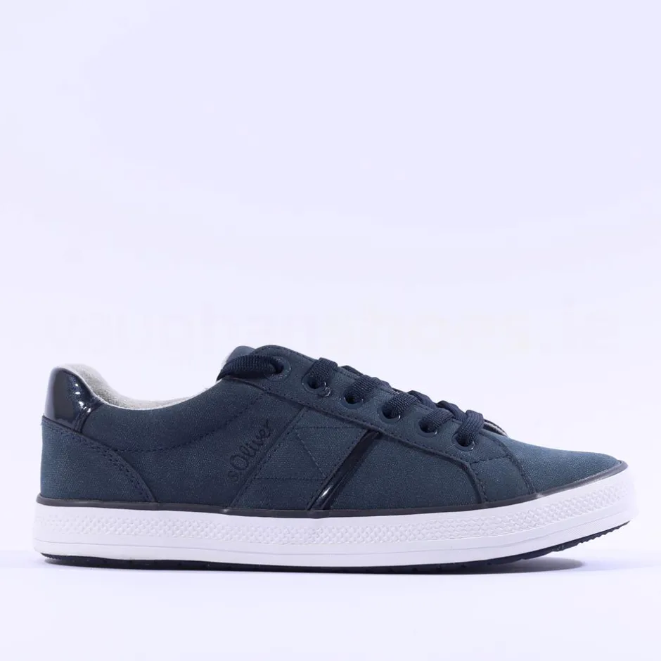 Women S.Oliver Regan Laced Side Panel Trainer - Navy