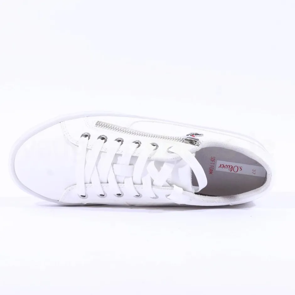 Women S.Oliver Regan Side Zip Casual Trainer - White