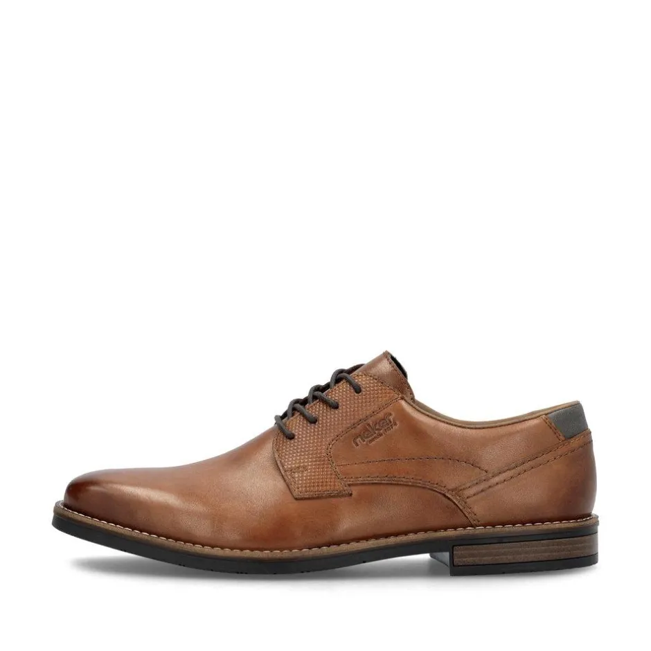 Rieker Men Rieker Laced Plain Toe Shoe - Brown Leather