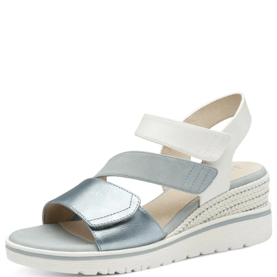 Women Jana Rito Velcro Strap Wedge Sandal - Denim Combi