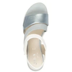 Women Jana Rito Velcro Strap Wedge Sandal - Denim Combi