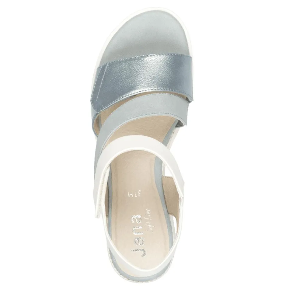 Women Jana Rito Velcro Strap Wedge Sandal - Denim Combi