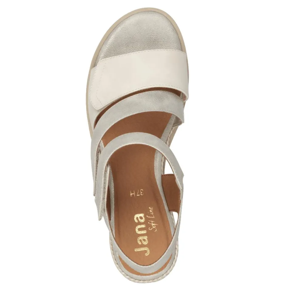 Women Jana Rito Velcro Strap Wedge Sandal - Beige Gold