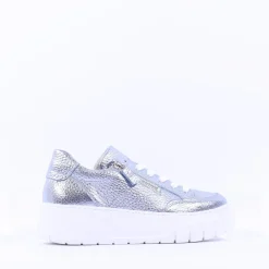 Women Gabor Rivazza Platform Wedge Zip Trainer - Blue Grey Leather
