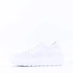 Women Gabor Rivazza Platform Wedge Zip Trainer - White Leather