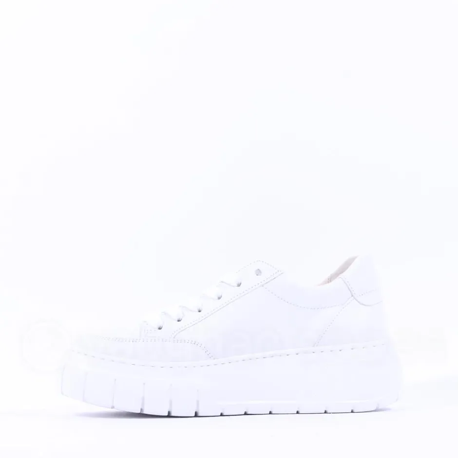 Women Gabor Rivazza Platform Wedge Zip Trainer - White Leather