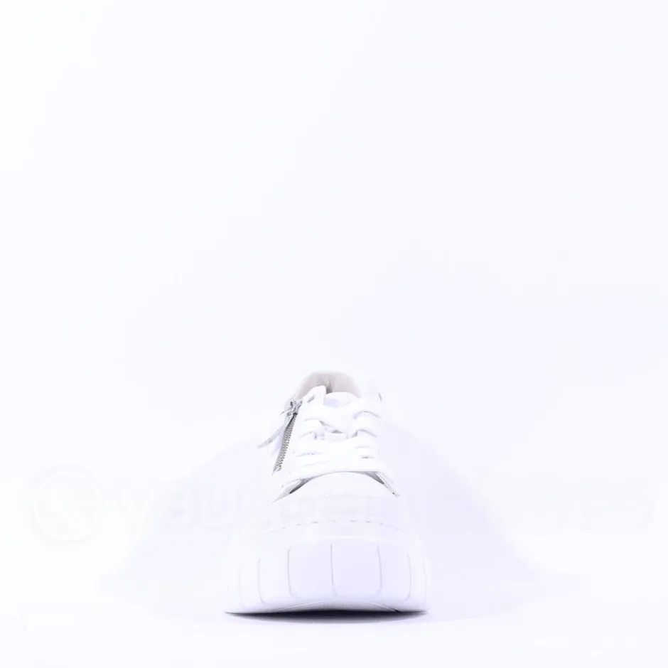 Women Gabor Rivazza Platform Wedge Zip Trainer - White Leather