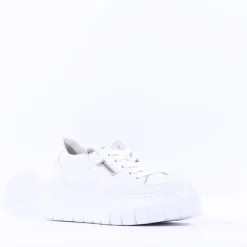 Women Gabor Rivazza Platform Wedge Zip Trainer - White Leather