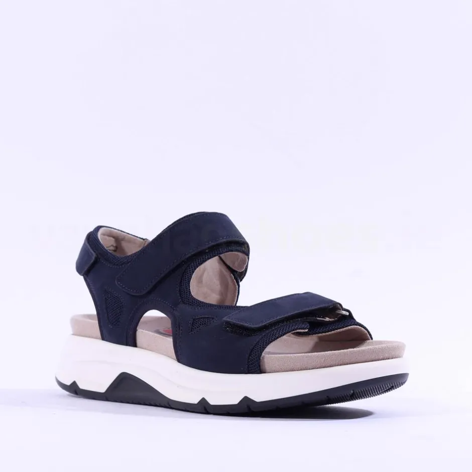 Women Gabor Rolling Soft Velcro Strap Sandal Tina - Navy Nubuck