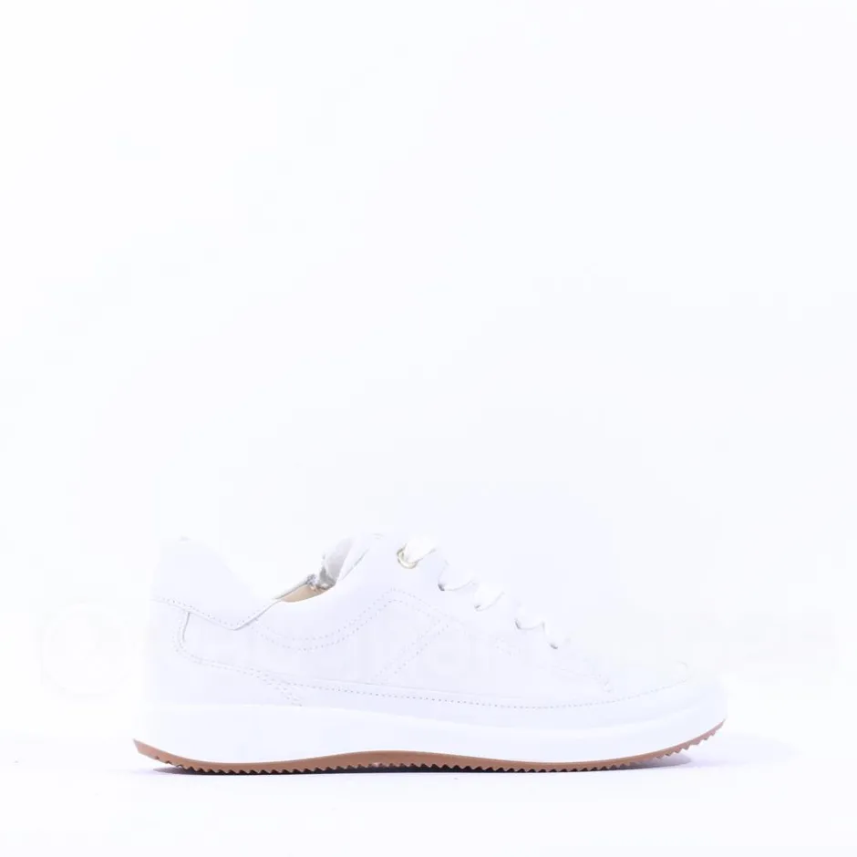 Women Ara Rom Internal Zip Laced Trainer - White Leather