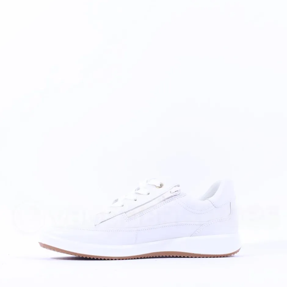 Women Ara Rom Internal Zip Laced Trainer - White Leather