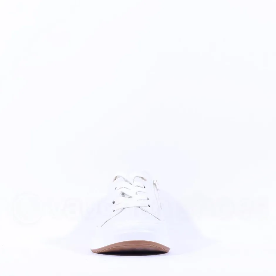 Women Ara Rom Internal Zip Laced Trainer - White Leather