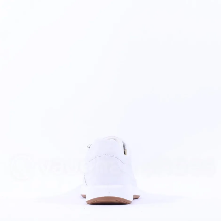Women Ara Rom Internal Zip Laced Trainer - White Leather