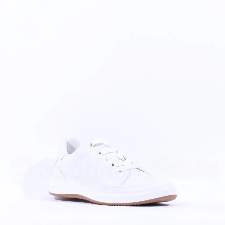 Women Ara Rom Internal Zip Laced Trainer - White Leather
