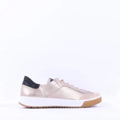 Women Ara Rom T Toe Laced Trainer - Gold Combination