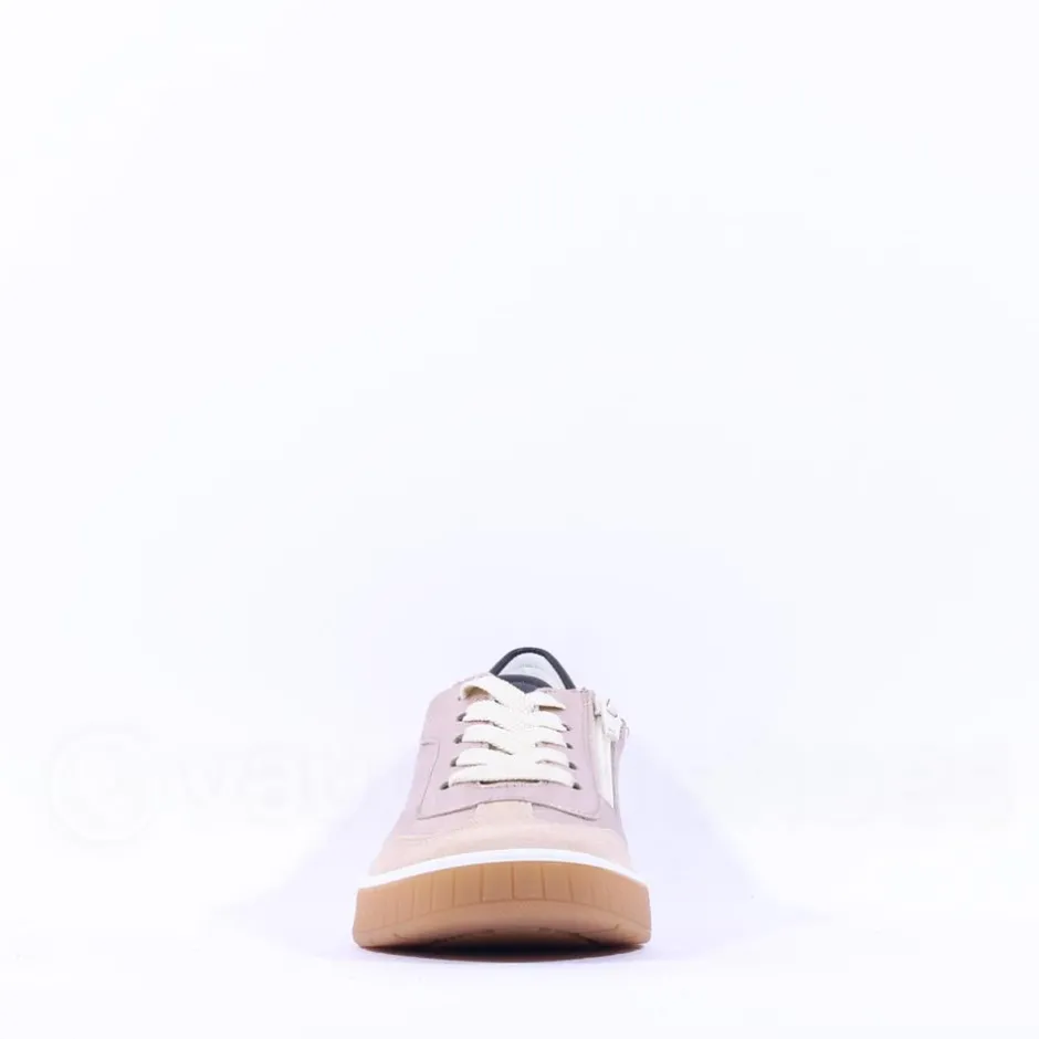 Women Ara Rom T Toe Laced Trainer - Gold Combination