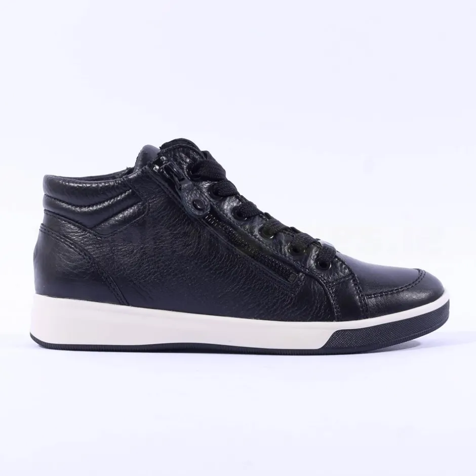 Women Ara Rome Diagonal Zip Lace Bootie - Black Leather