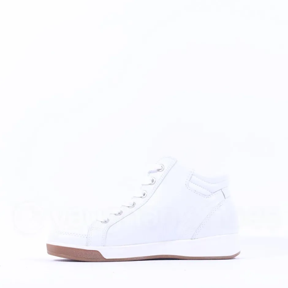 Women Ara Rome Diagonal Zip Lace Bootie - White Leather