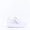 Women Wonders Samira Bungee Lace Wedge Trainer - White Silver Leather
