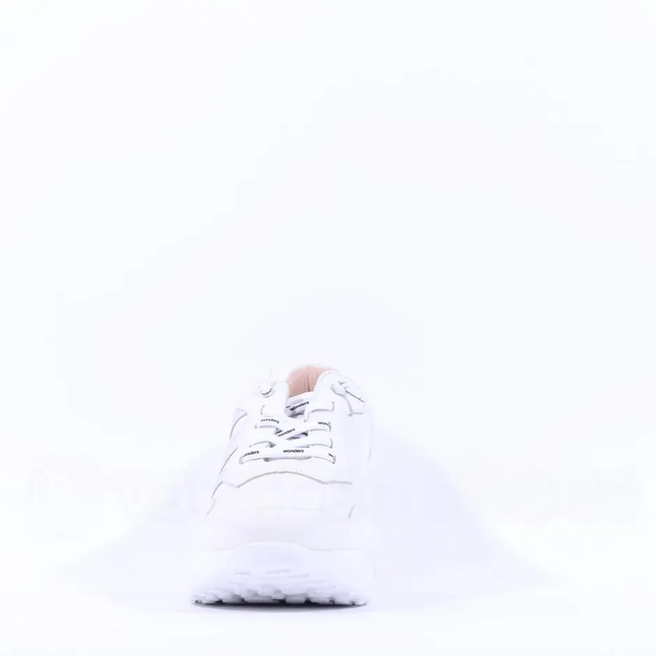 Women Wonders Samira Bungee Lace Wedge Trainer - White Silver Leather