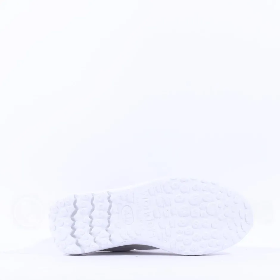 Women Wonders Samira Bungee Lace Wedge Trainer - White Silver Leather