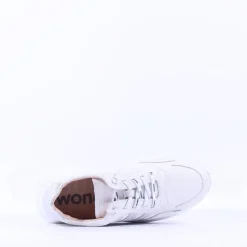 Women Wonders Samira Bungee Lace Wedge Trainer - White Silver Leather