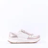 Women Ara Sapporo Side Zip Platform Trainer - White Gold Leather
