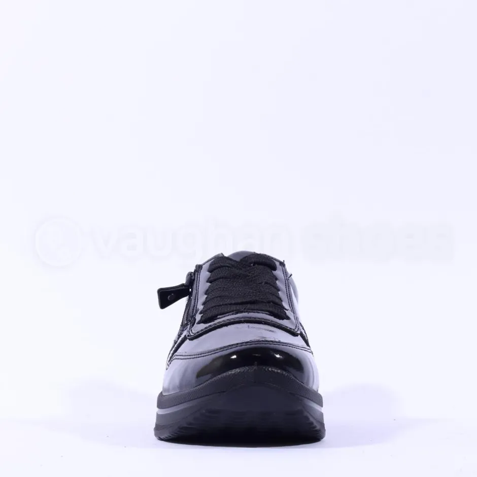 Women Ara Sapporo Side Zip Platform Trainer - Black Patent