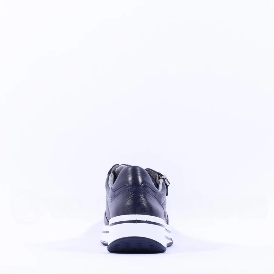 Women Ara Sapporo Side Zip Platform Trainer - Navy Leather