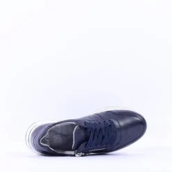 Women Ara Sapporo Side Zip Platform Trainer - Navy Leather