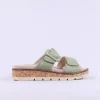 Women Caprice Selina Cork Platform Mule - Green Suede