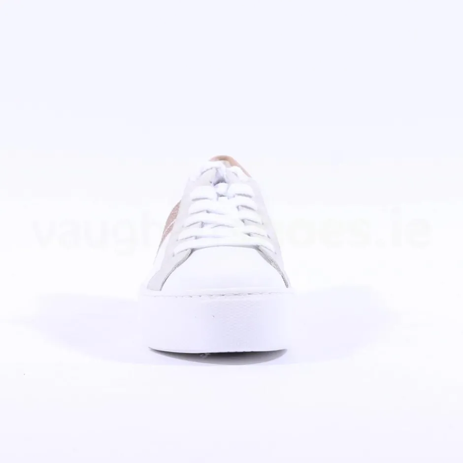 Women Paul Green Side Panel Laced Trainer - White Gold Leather