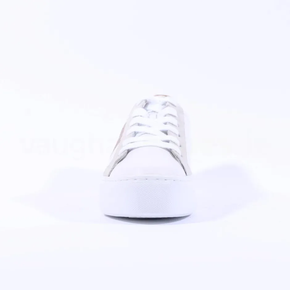 Women Paul Green Side Panel Laced Trainer - White Sparkle