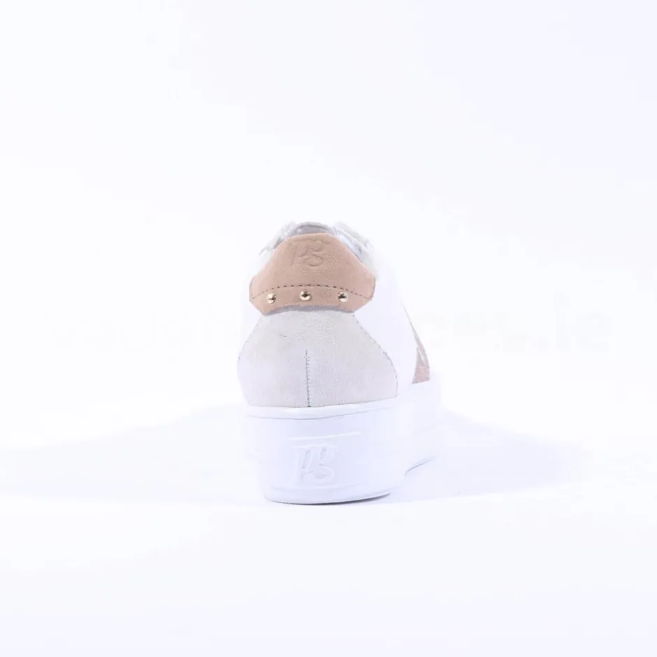 Women Paul Green Side Panel Laced Trainer - White Sparkle
