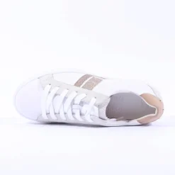 Women Paul Green Side Panel Laced Trainer - White Sparkle