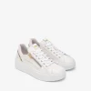 Women NeroGiardini Side Zip Glitter Trainer - White Gold Leather
