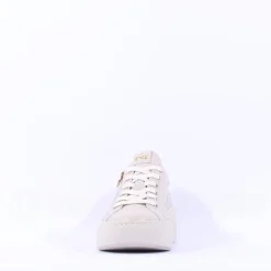 Women NeroGiardini Side Zip Glitter Trainer - Cream Orange