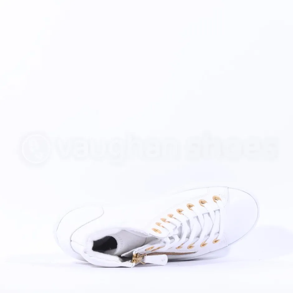 Women Paul Green Side Zip Hi Top Ankle Boot - White Gold Leather