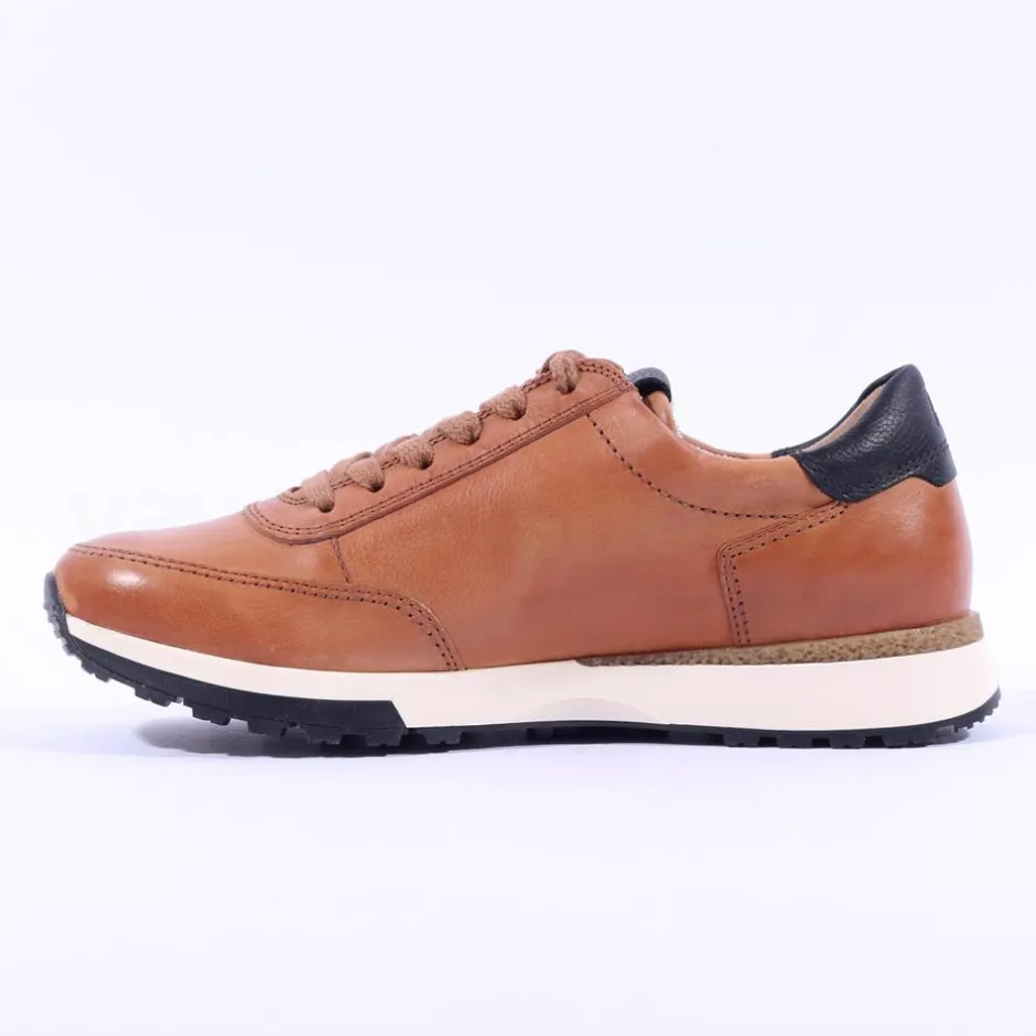Women Paul Green Side Zip Laced Multi Trainer - Tan Leather