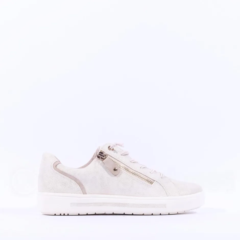 Women Jana Sitane Elasticated Lace Trainer - Beige Metallic