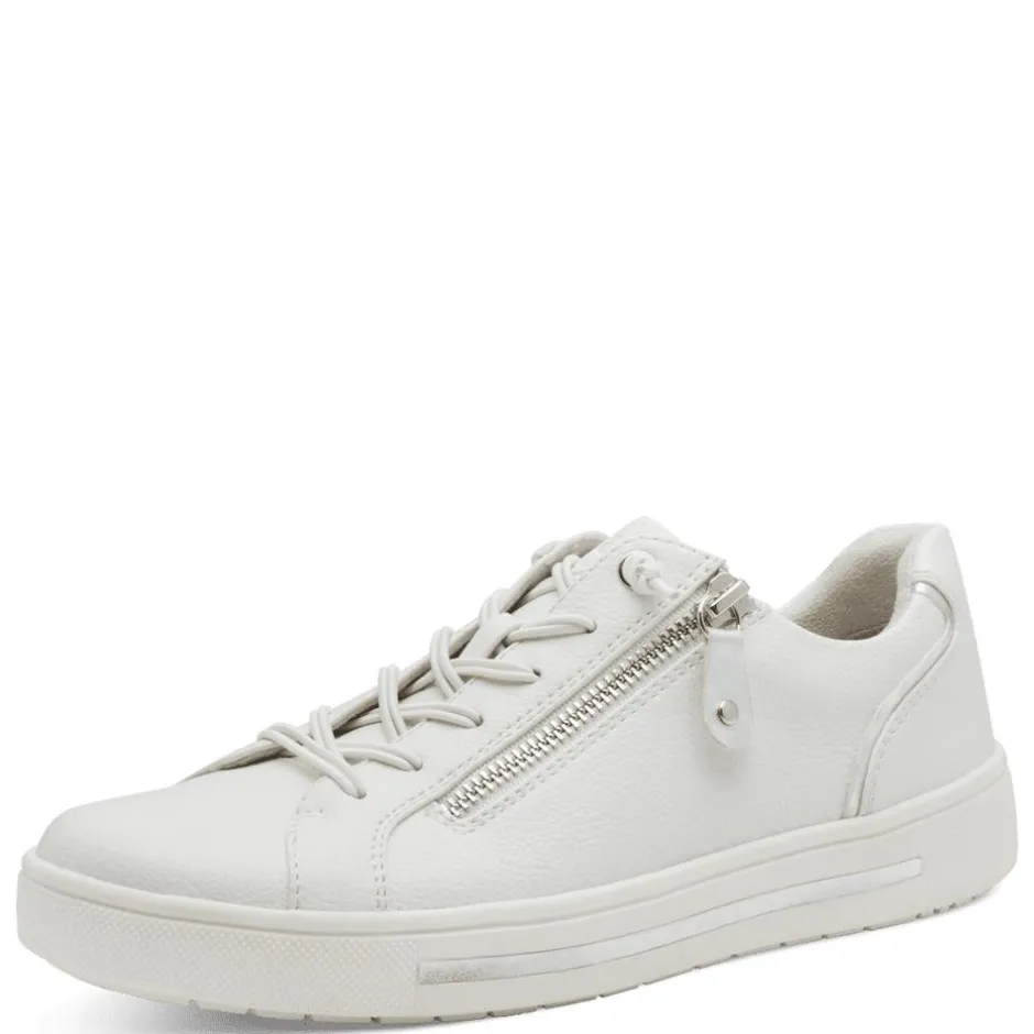 Women Jana Sitane Elasticated Lace Trainer - White Silver