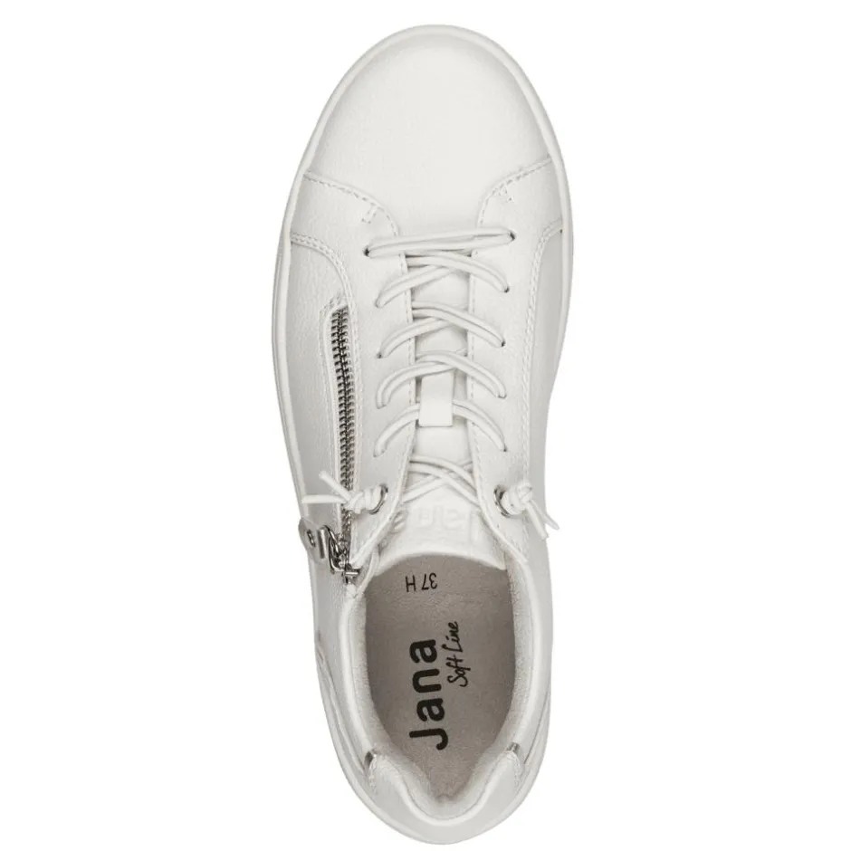 Women Jana Sitane Elasticated Lace Trainer - White Silver