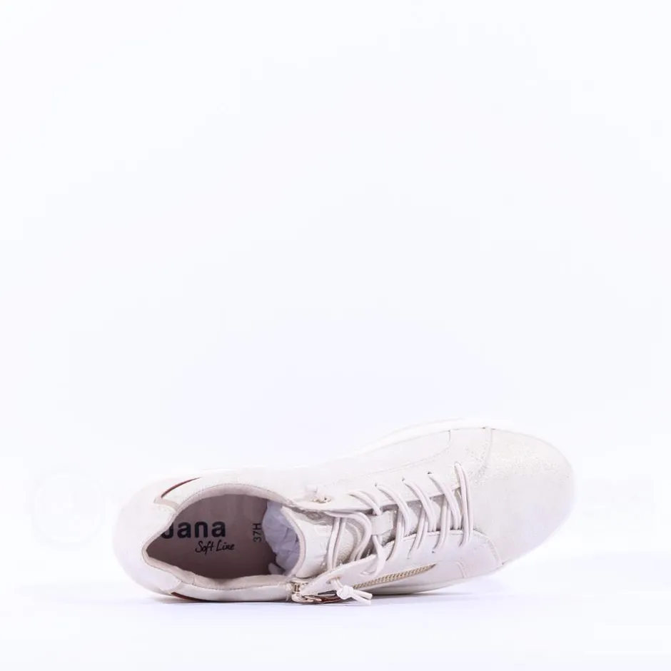 Women Jana Sitane Elasticated Lace Trainer - Beige Metallic