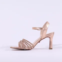 Women Una Healy Sleepless Night Strappy Heel - Rose Gold Sparkle