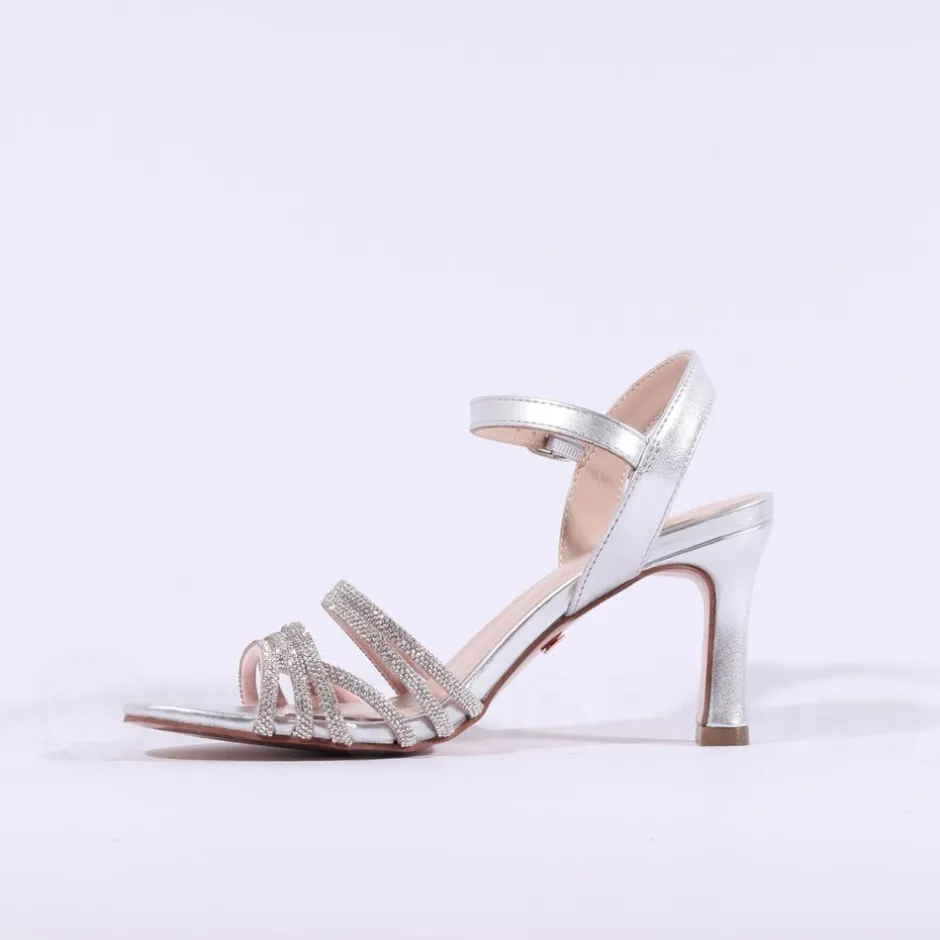 Women Una Healy Sleepless Night Strappy Heel - Silver Sparkle